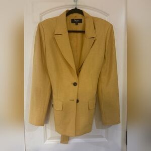 Jones Wear Mustard/Yellowish Lined Blazer With Deep Front Pockets And Belt